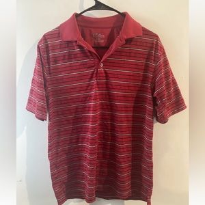 PGA Tour Black/White & Red Stripe Short Sleeve Golf Polo Size Small